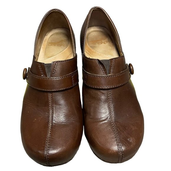 Dansko Solstice Brown Leather Split Toe Strap Clog Shoes Womens Size 37 US 6.5-7 - Picture 5 of 10